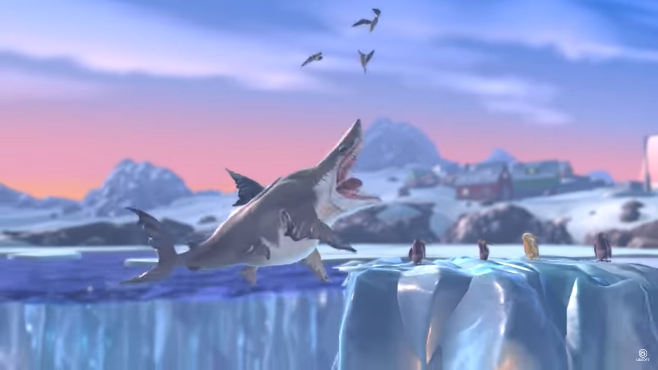 Hungry Shark World eating on ice