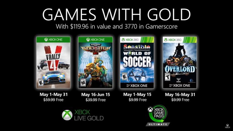 Xbox Games with Gold May 2020