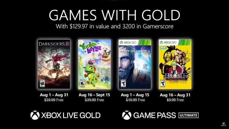Xbox Games with Gold August 2021