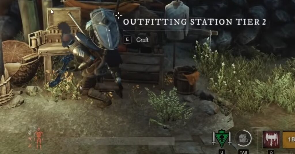 New World player crafting at an outfitter.