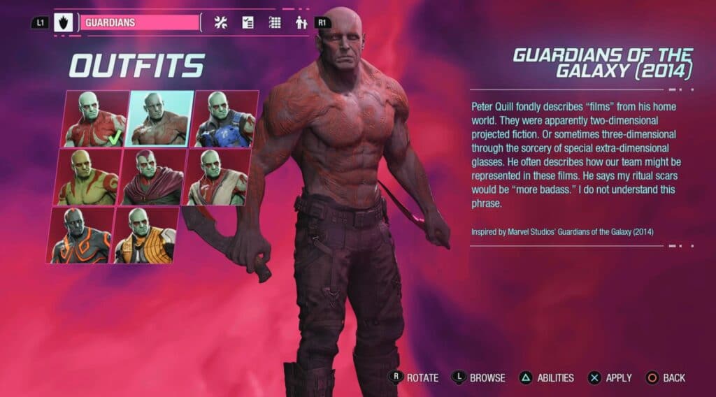 drax guardians of the galaxy 2014 outfit