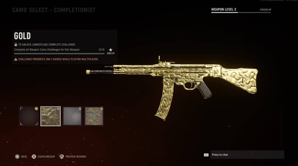 call of duty vanguard how to unlock gold camo